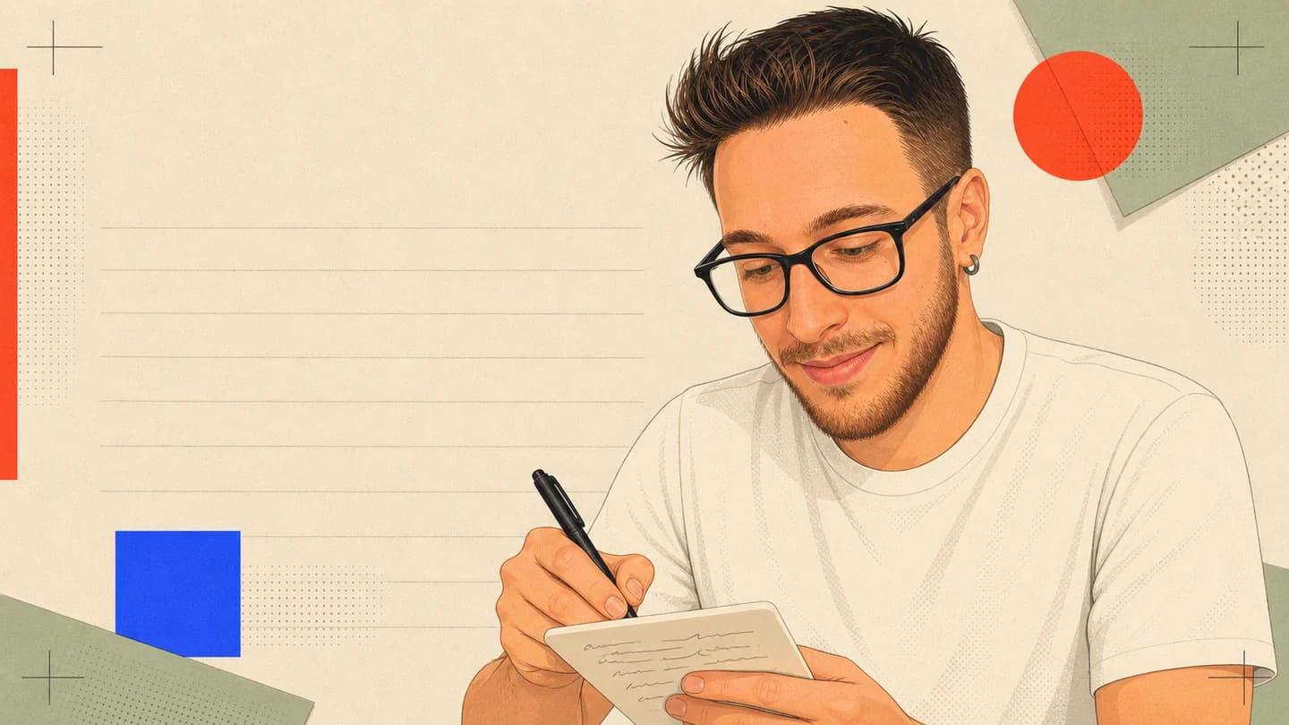 Mehmet Hamza Özer'in not alırken çizilmiş editoryal portresi